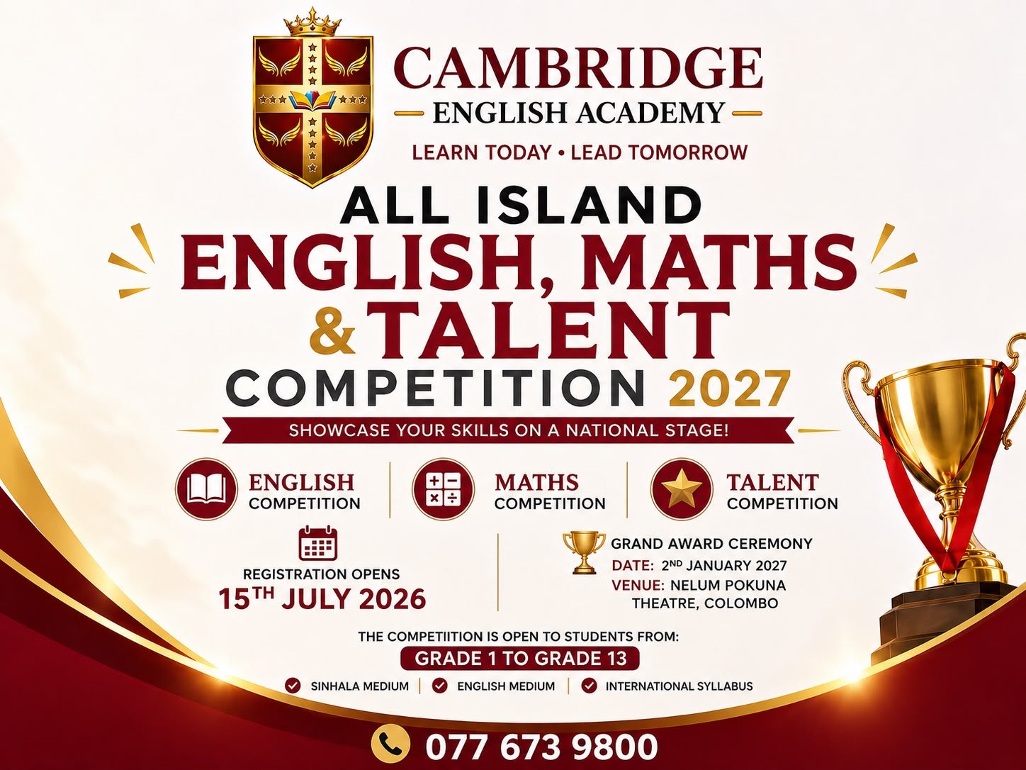 All Island English, Maths & Talent Competition 2027
